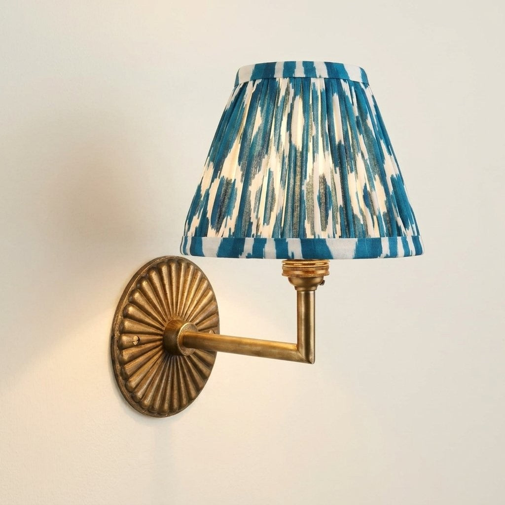 Dimitri Vintage Brass Pleated Fabric Wall Sconce