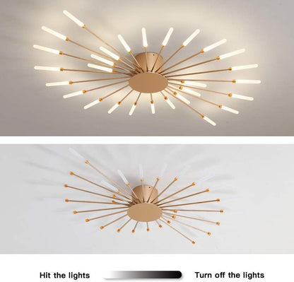 Pranika Modern Sputnik LED Fireworks Semi Flush Mount Ceiling Light