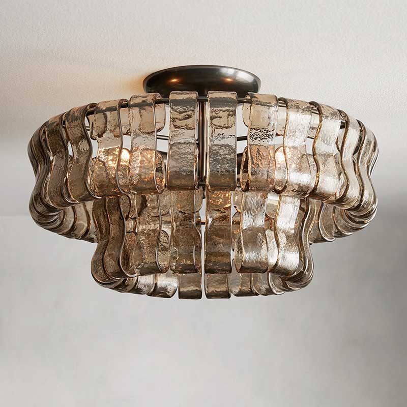 Giha Modern Double-Layer Curved Glass Chandelier