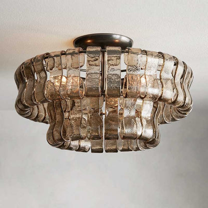 Giha Modern Double-Layer Curved Glass Chandelier