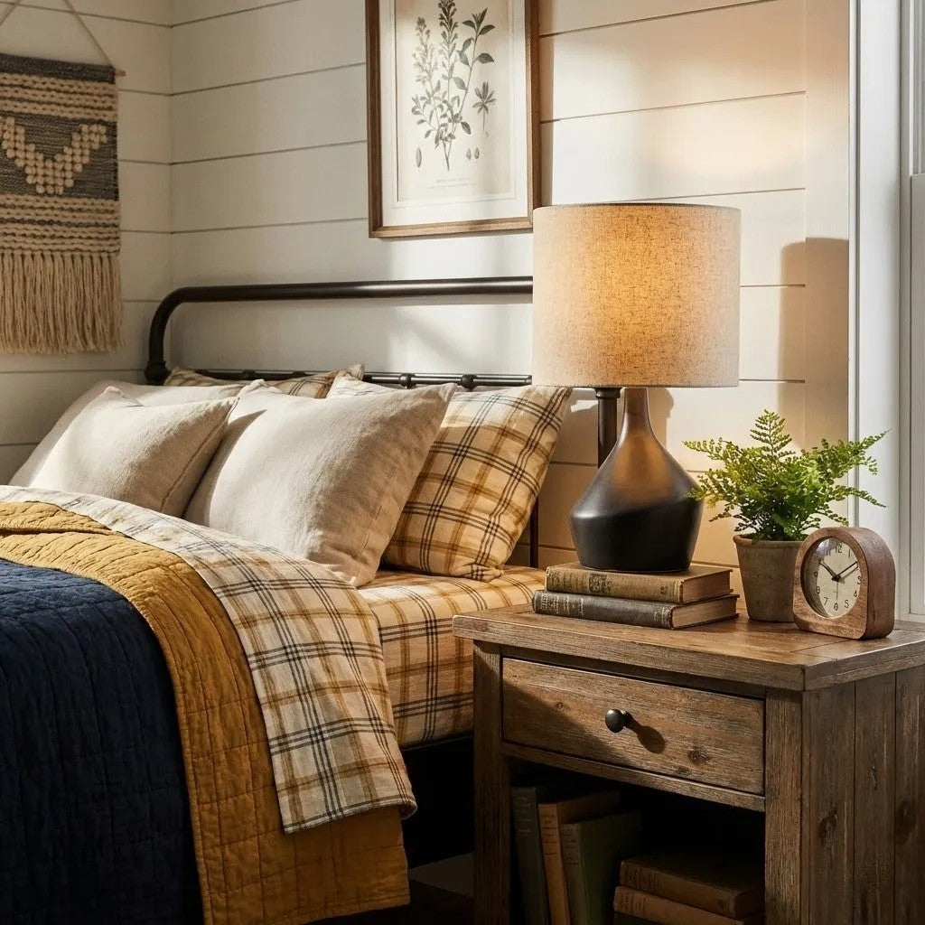 Daphne Vintage Ceramic Linen Shade Table Lamp