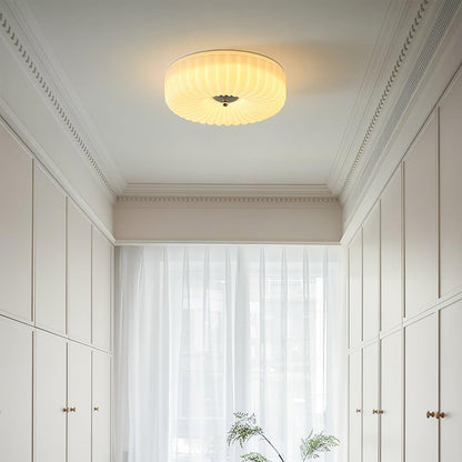Prythos Cream Textured Glass Round Bauhaus Ceiling Light