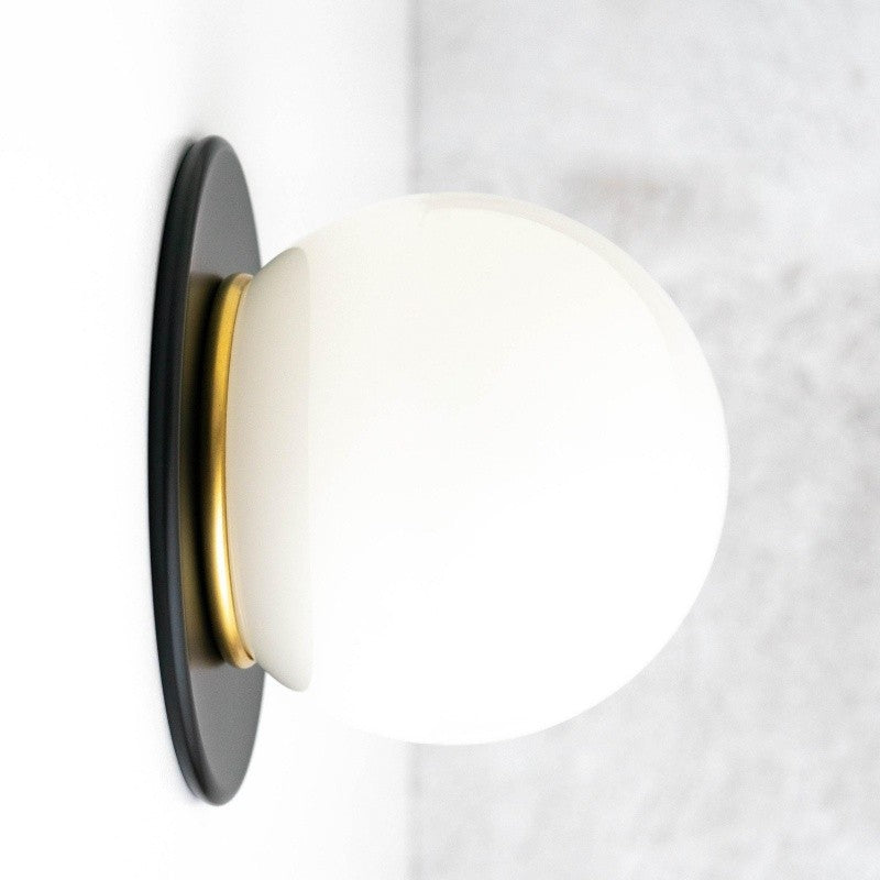 Oliver Vintage Glass Globe Flush Mount Wall Light