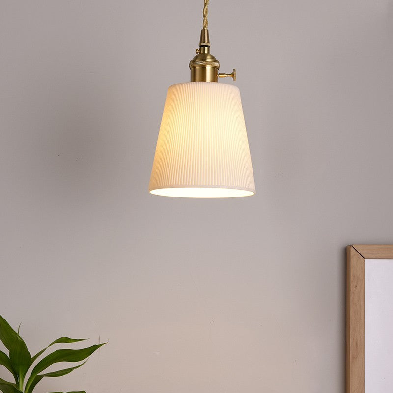 Carlo KiKi Fluted Ceramic Brass Pendant Light