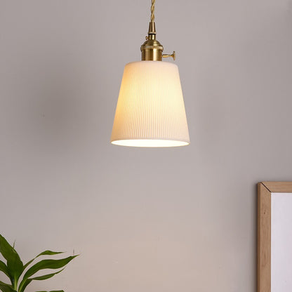 Carlo KiKi Fluted Ceramic Brass Pendant Light