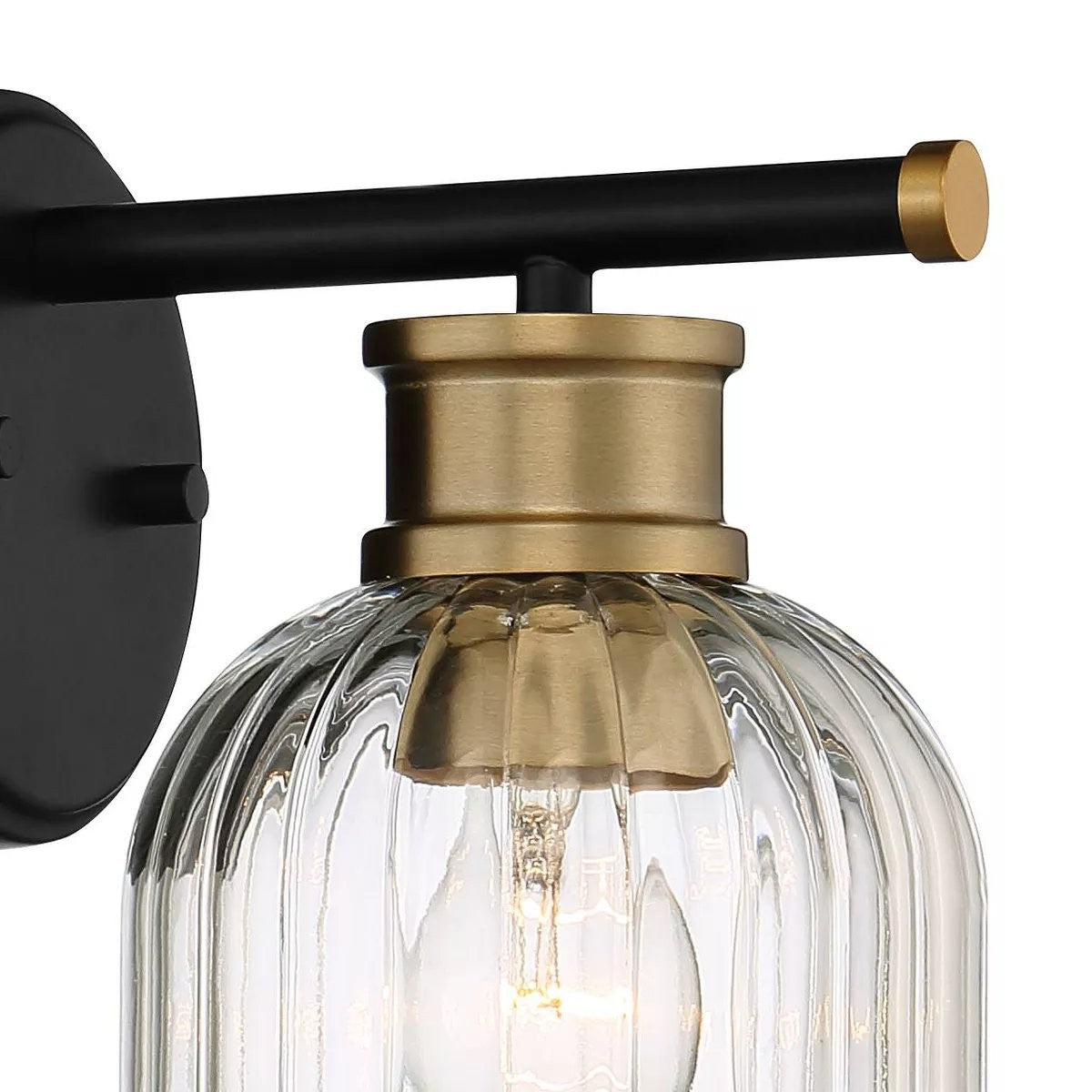 Lucienne Modern 9” Black Ribbed Glass Wall Light
