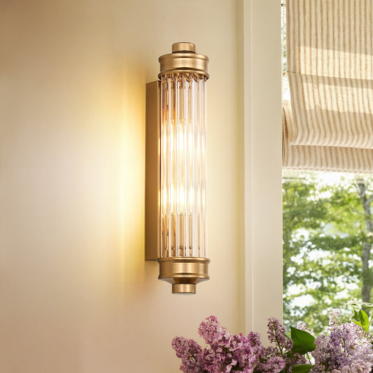 Raelin Retro Cylindrical Ribbed Glass Sconce