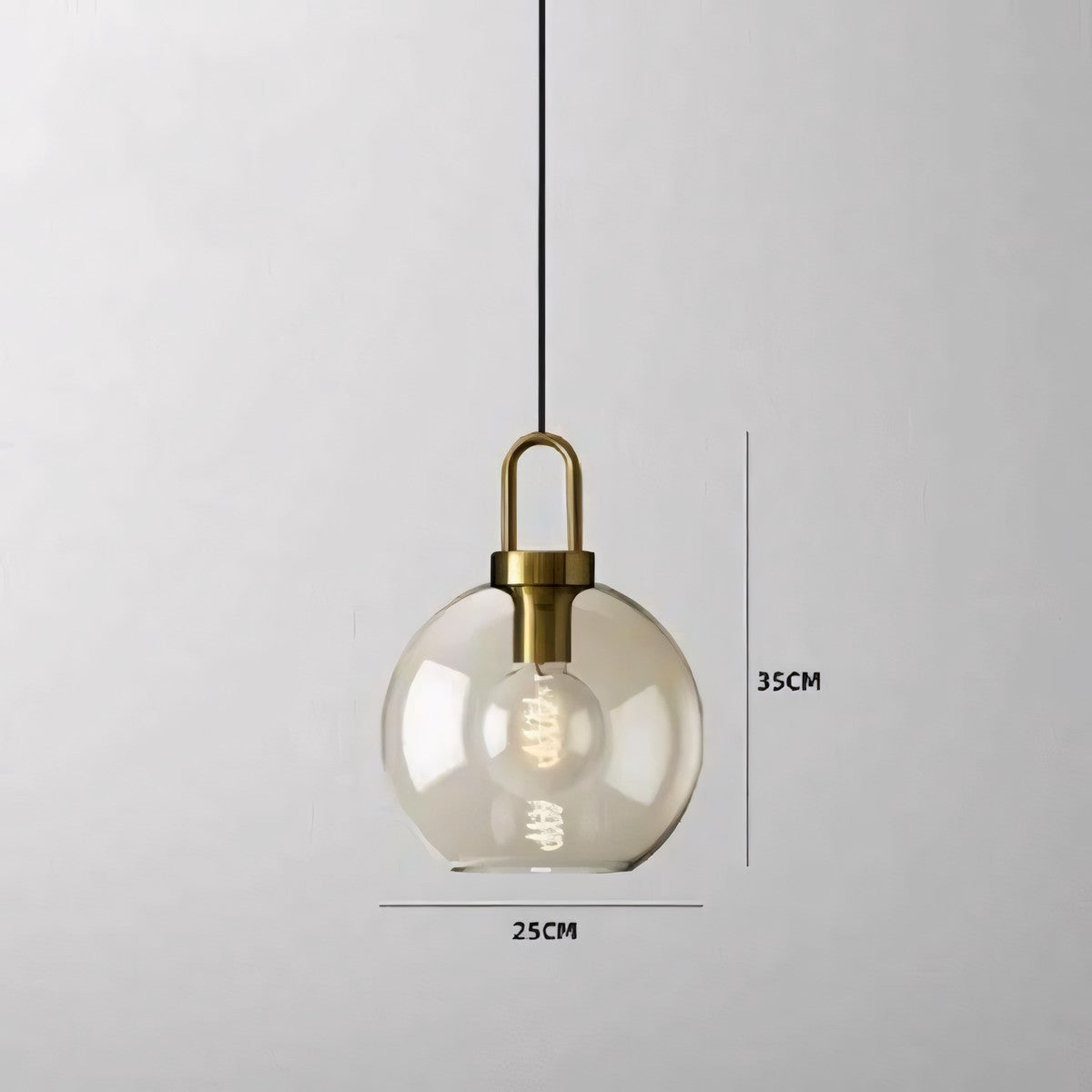 Vylith Brass Cognac Glass Single Hanging Lamp