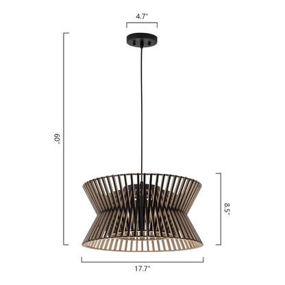 Freja Boho Wood Drum Chandelier