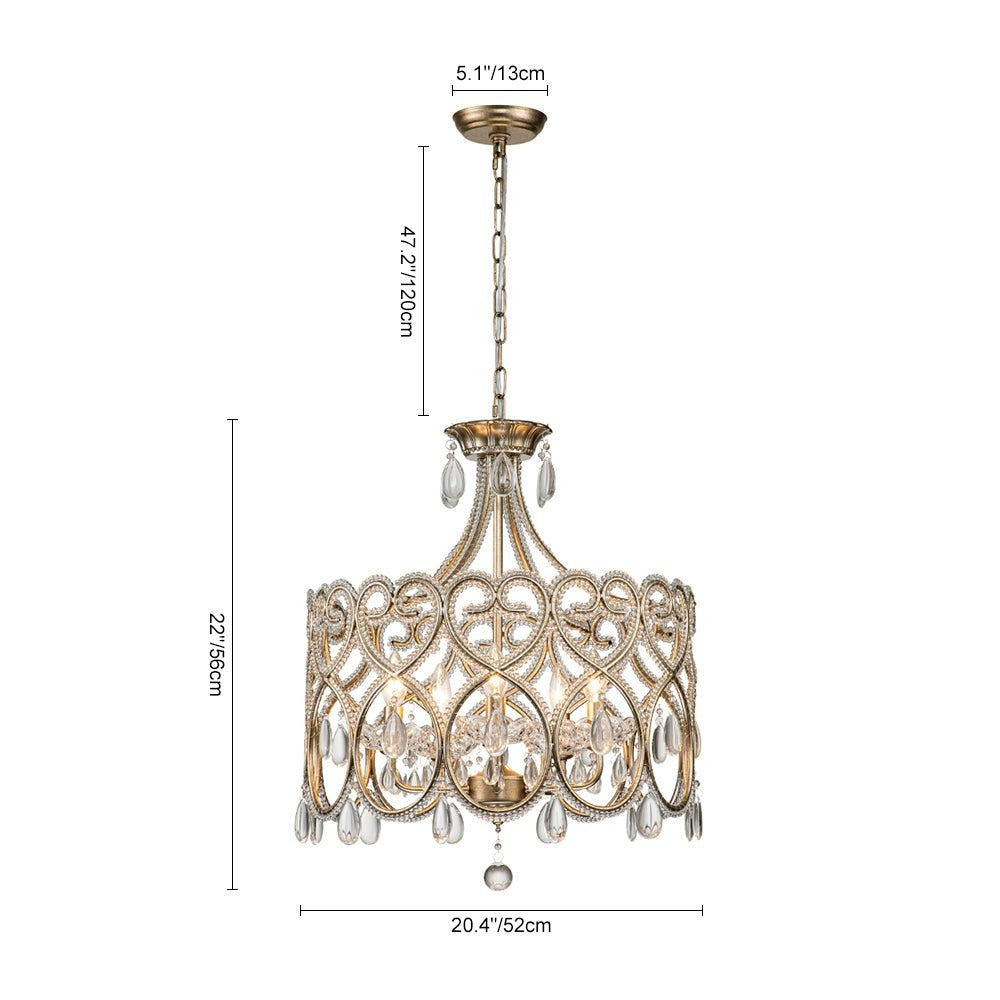 Neve Luxury French Antique Crystal Drum Chandelier
