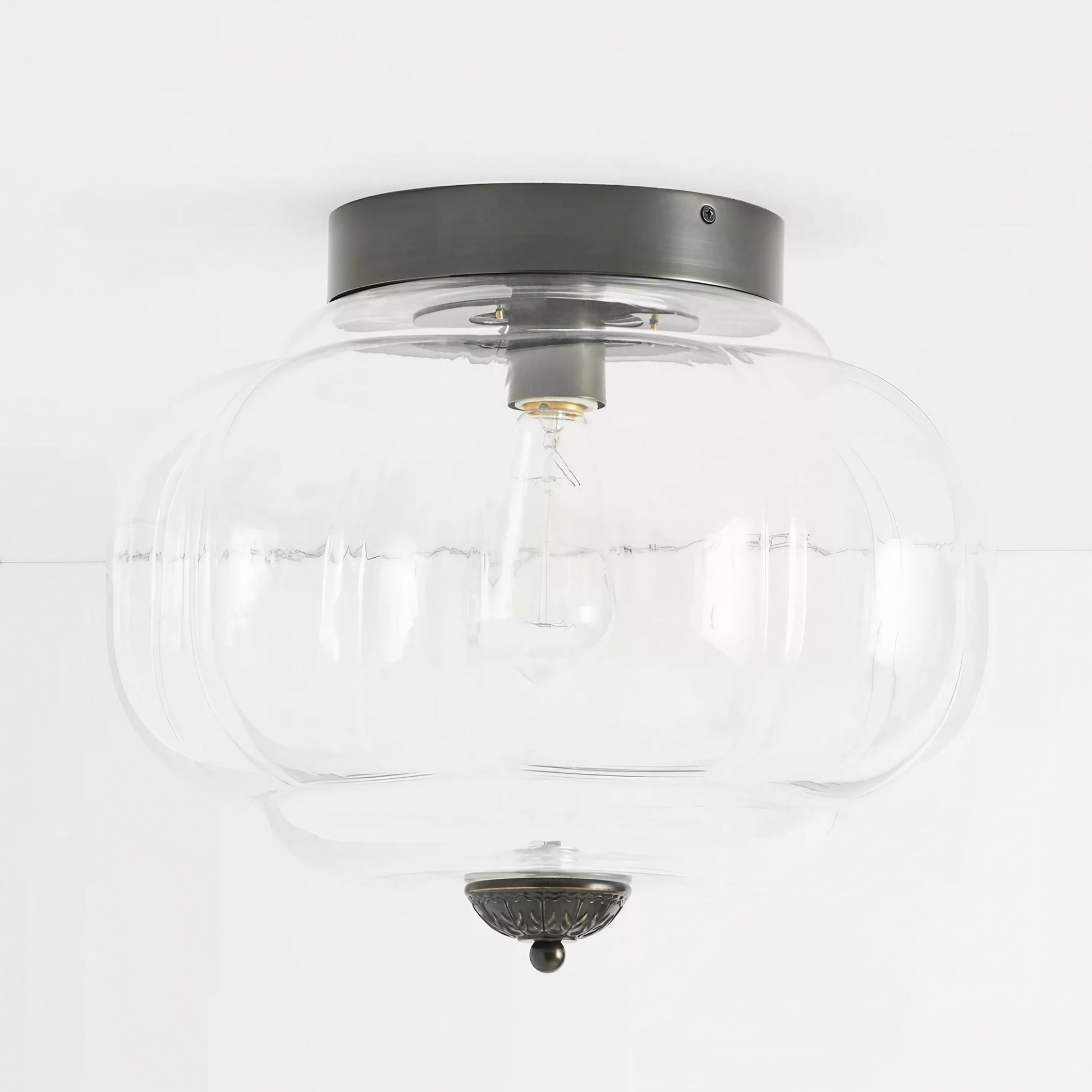 Ozita Retro Milk Glass Semi Flush Mount Eloise Ceiling Light