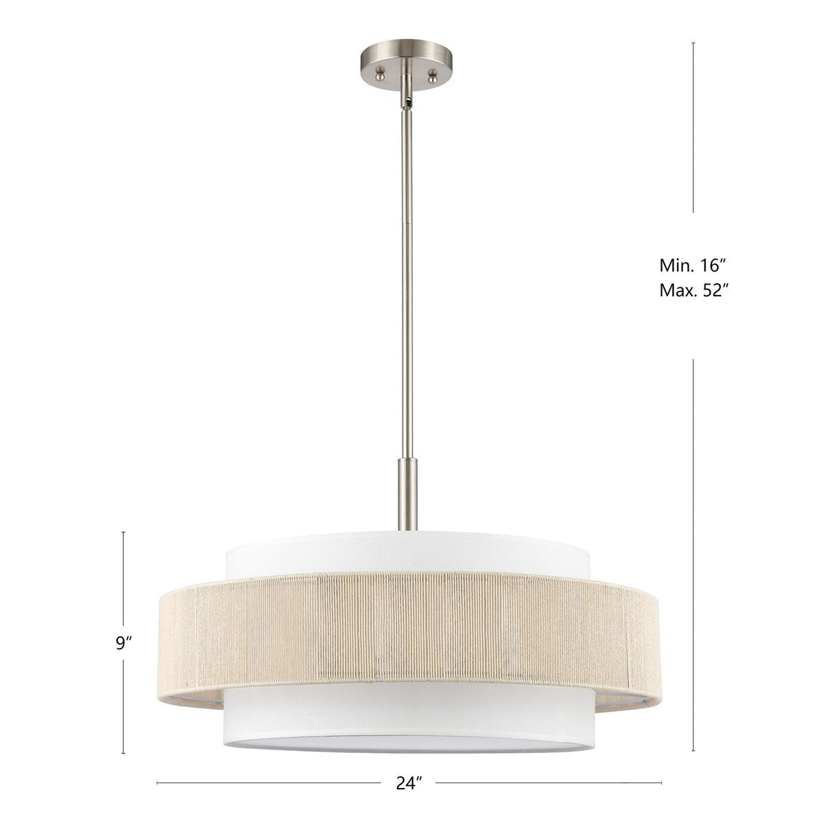 Tim Scandinavian Tiered Fabric Drum Chandelier