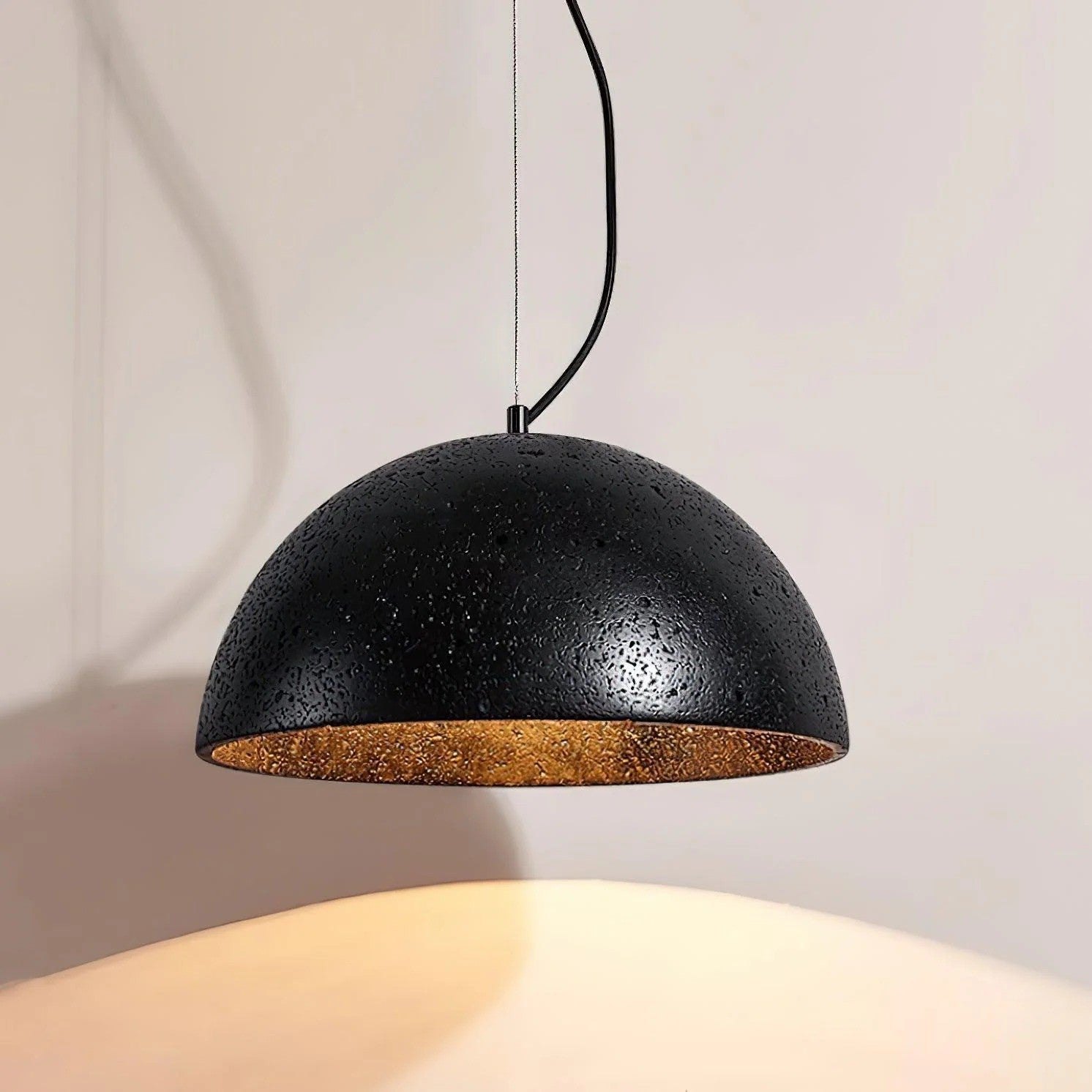 Quant Minimalist Natural Dome Yellow Travertine Pendant Light