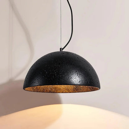 Quant Minimalist Natural Dome Yellow Travertine Pendant Light