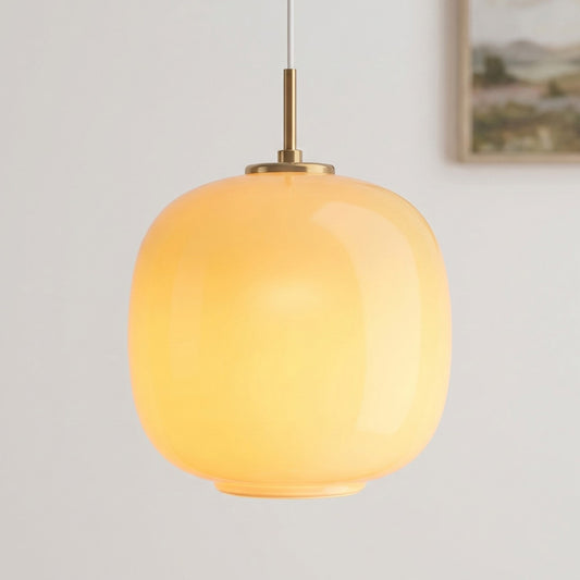 Louis Cream Stained Glass Globe Pendant Light