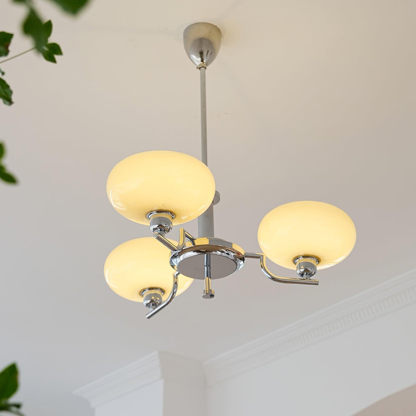 Shadella Modern Cream Glass Bauhaus Chandelier