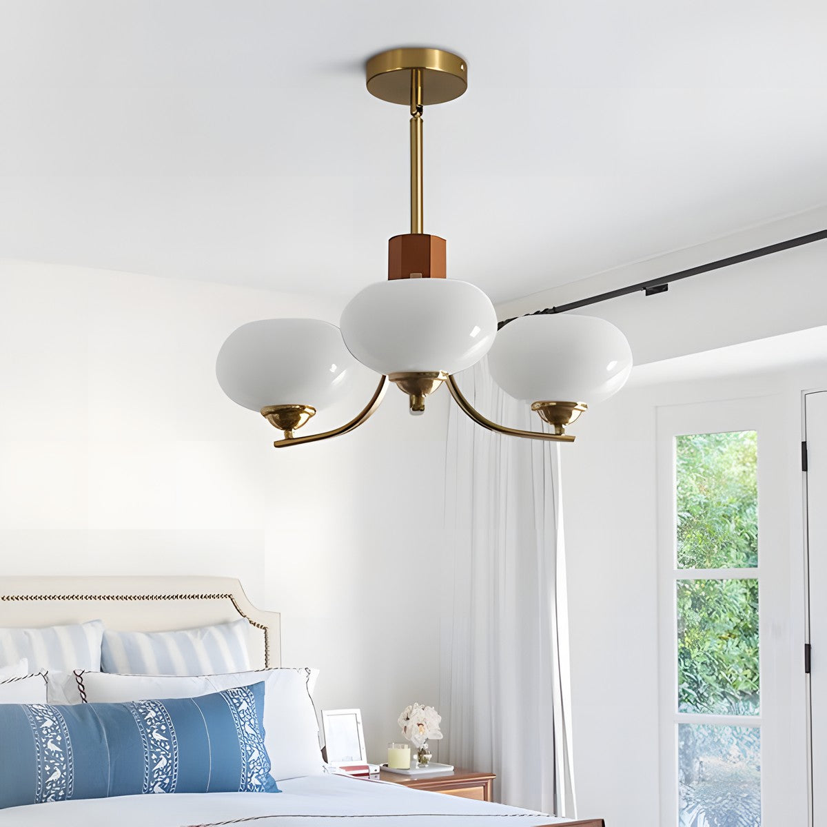 Juino Wood Farmhouse Milk Ball Sputnik Chandelier
