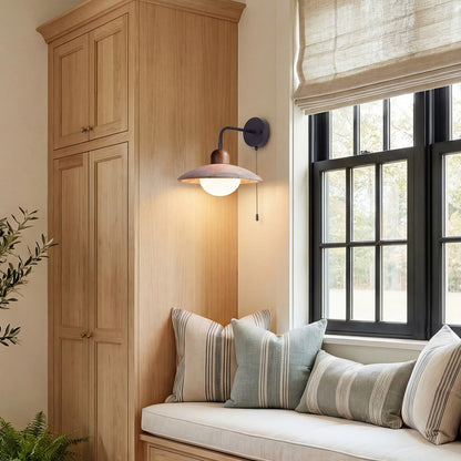 Habakkuk Farmhouse Disc Travertine Wall Sconce