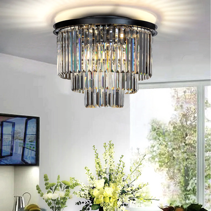 Brigitte Luxurious Three Layer Crystal Flush Mount Chandelier