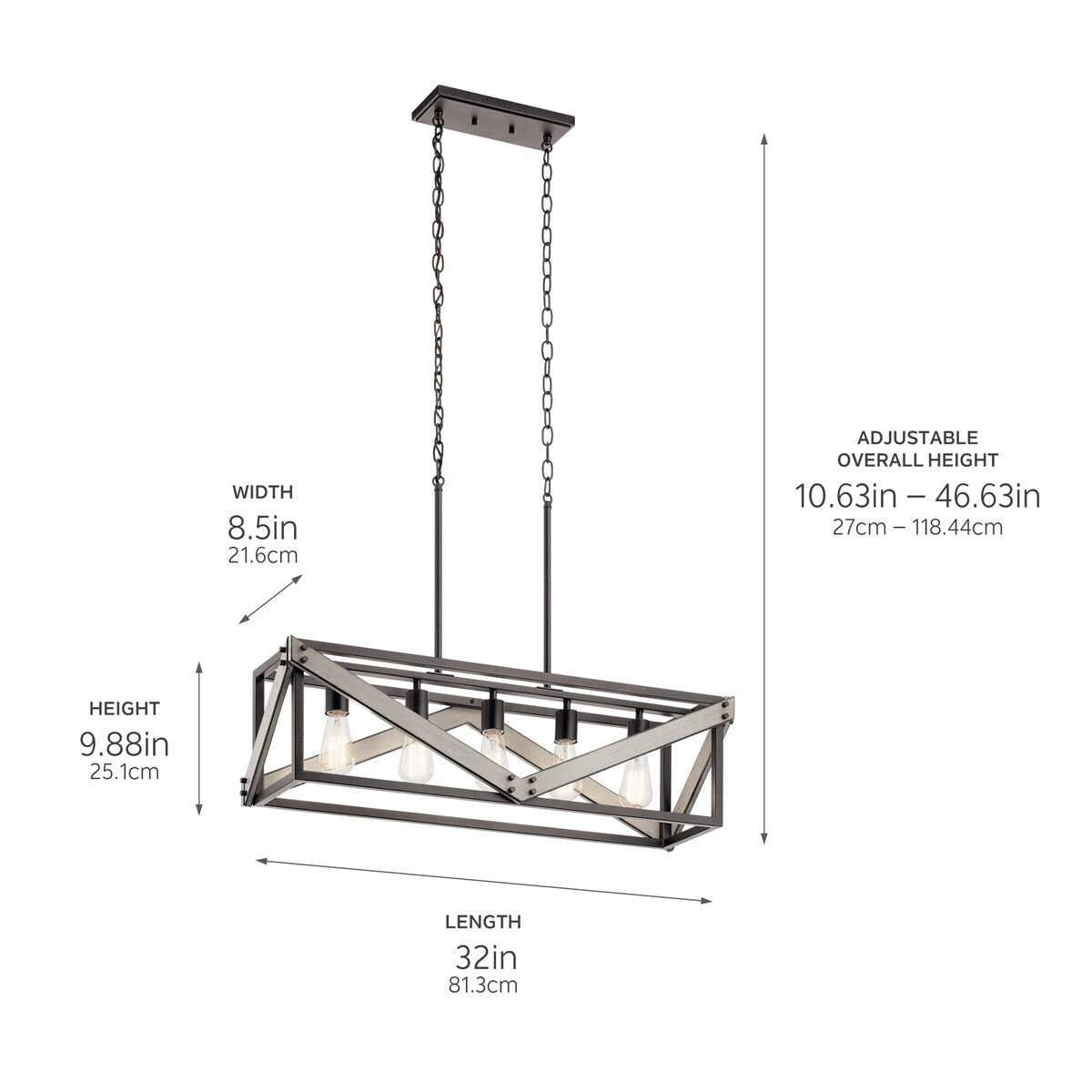 Karnor Vintage Cage Dry Rated Chandelier