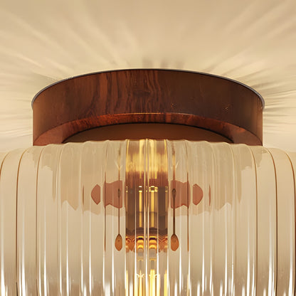 Octavius Farmhouse Retro Amber Fluted Glass Ceiling Light