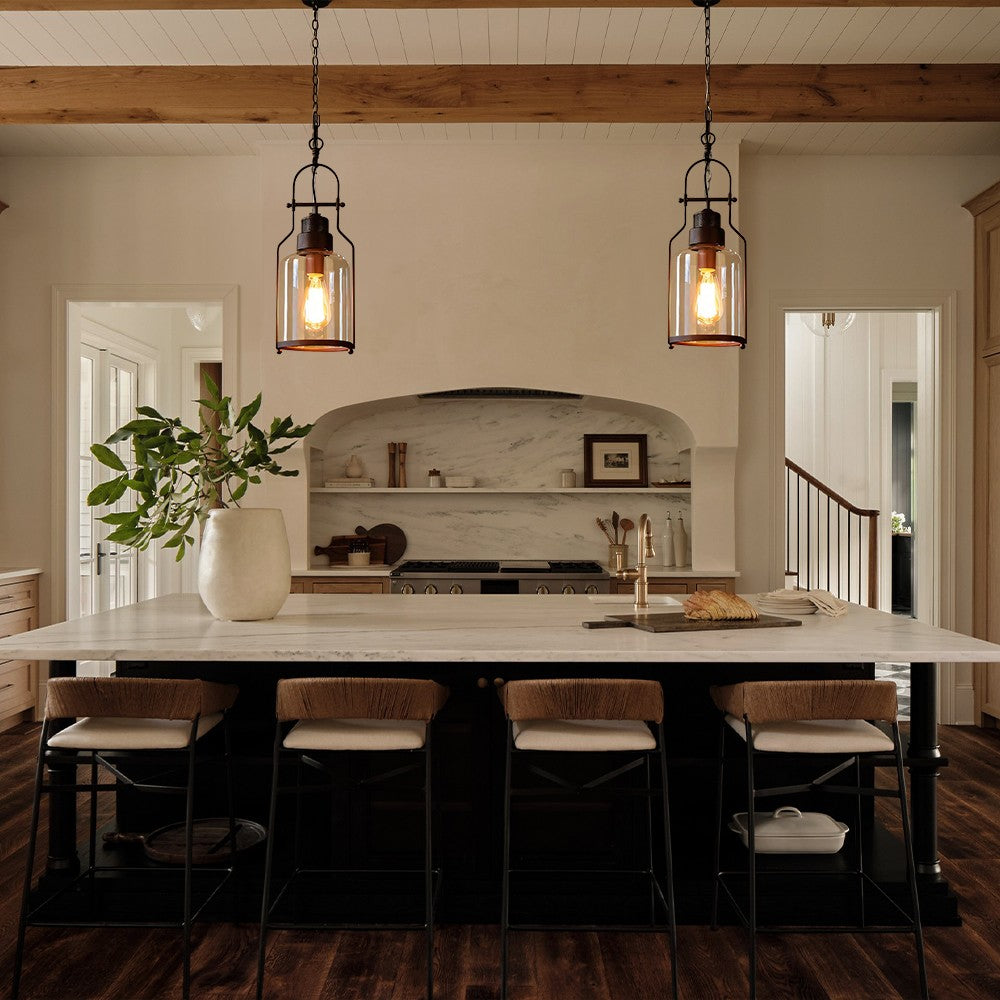 Eryxis Industrial Vintage Iron Glass Jar Pendant Light