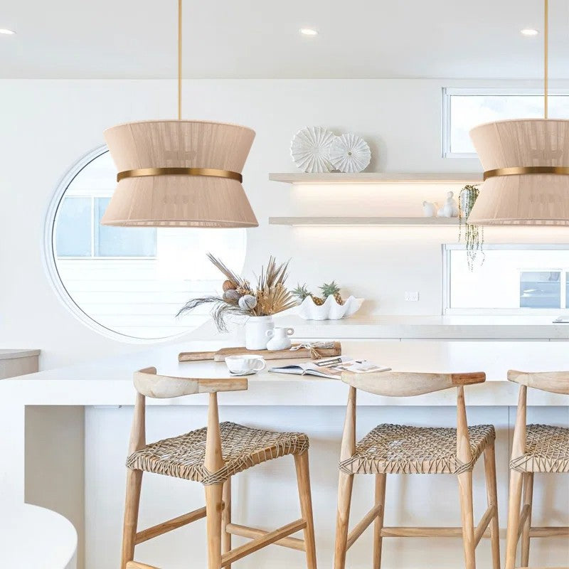 Emily Modern 4 Light Rope Shade Drum Chandelier