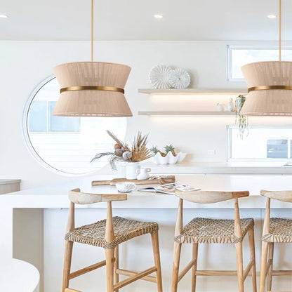 Emily Modern 4 Light Rope Shade Drum Chandelier