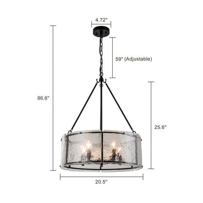 Coriander Farmhouse Water Ripple Glass Drum Chandelier