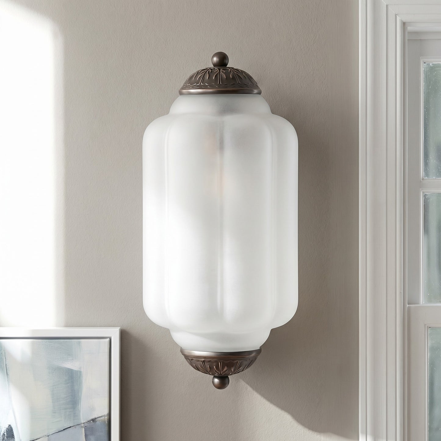 Michael Vintage Eloise Milk Glass Flush Wall Light