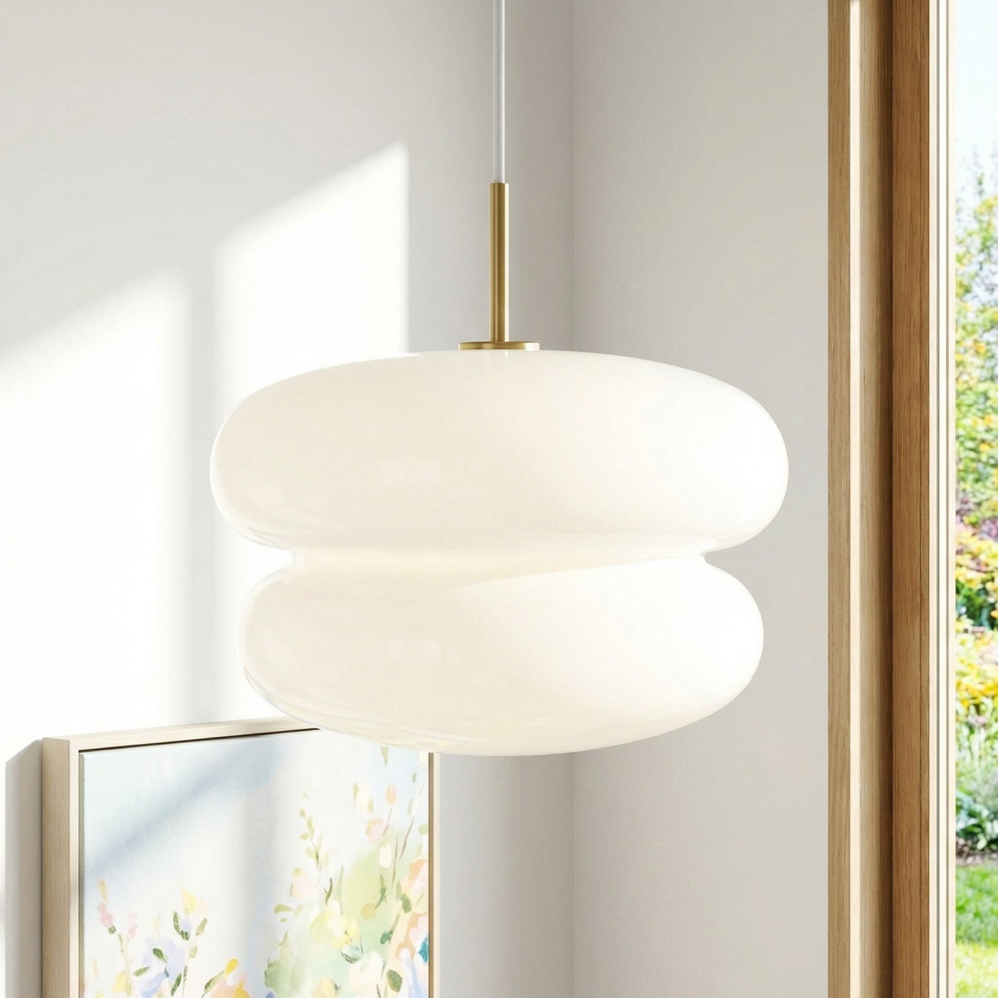 Josie Cream Bauhaus Opal Glass Pendant Light