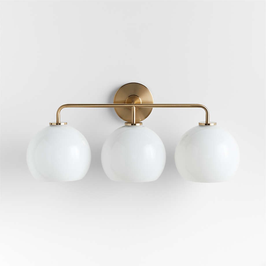 Konig Minimalist 3-Light Round Shade Brass Glass Wall Light