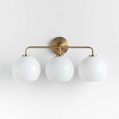 Konig Minimalist 3-Light Round Shade Brass Glass Wall Light