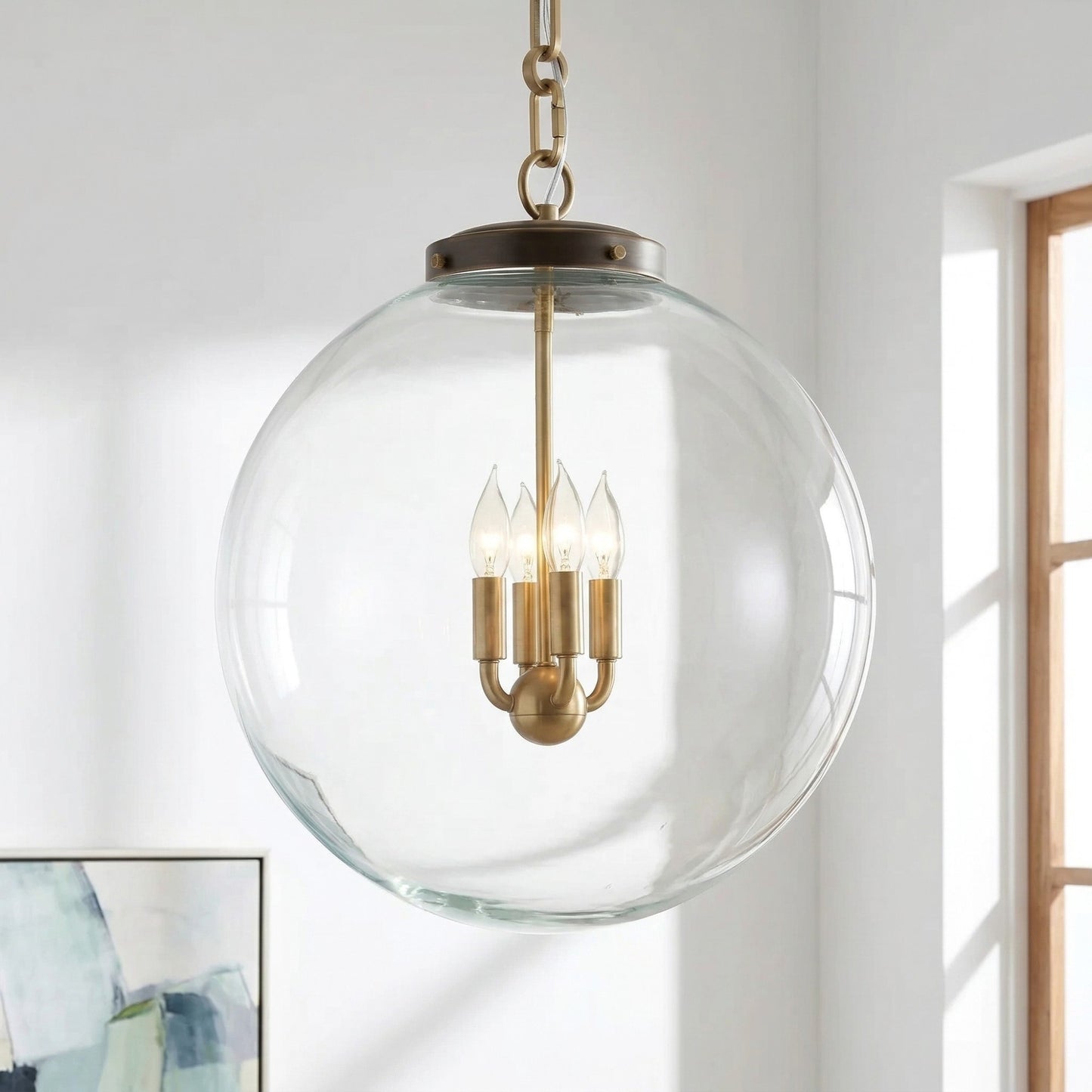 Oona Farmhouse Gold Glass Globe Pendant Light