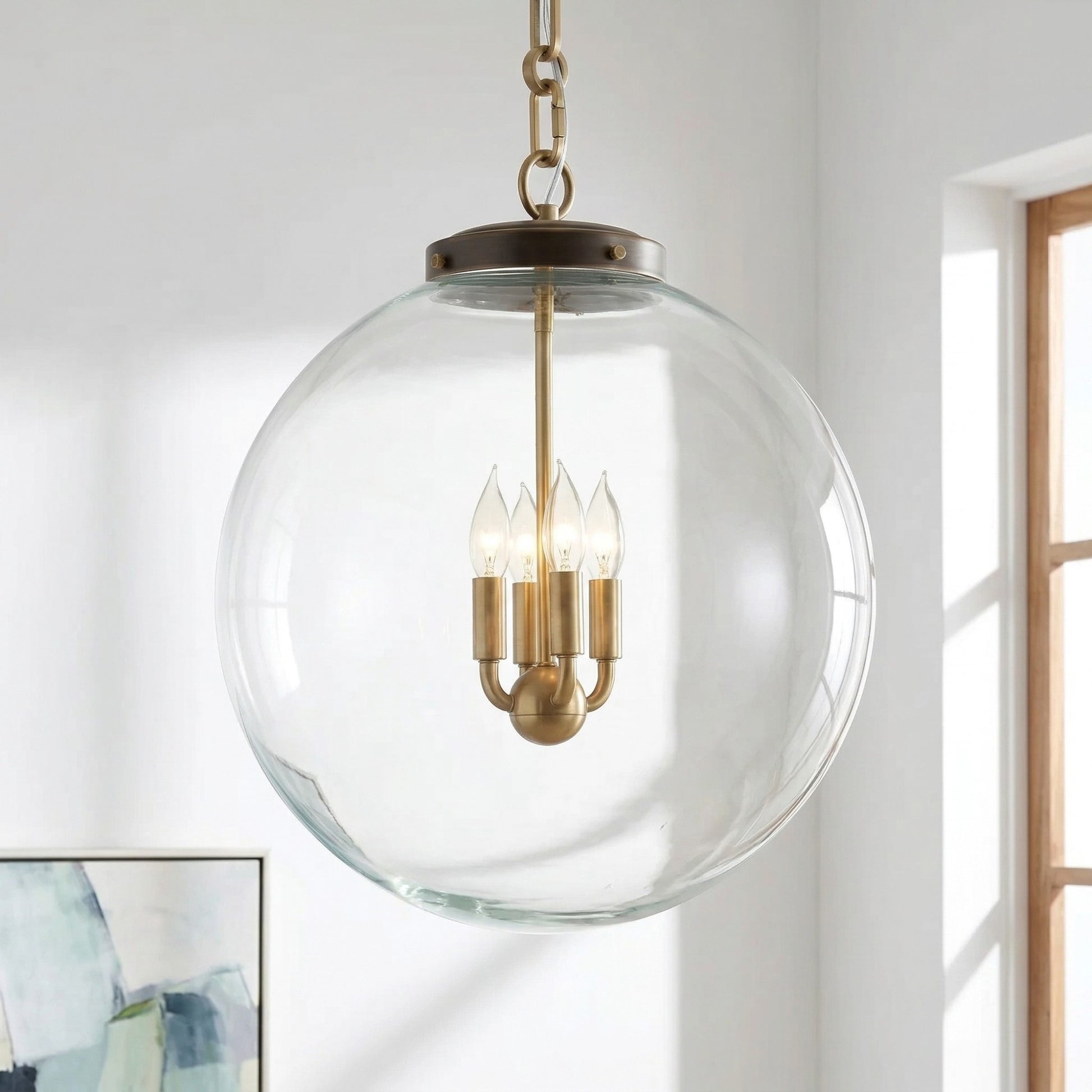 Oona Farmhouse Gold Glass Globe Pendant Light