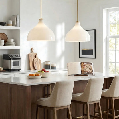 Rylan Rustic Metal Milk Glass Pendant Light