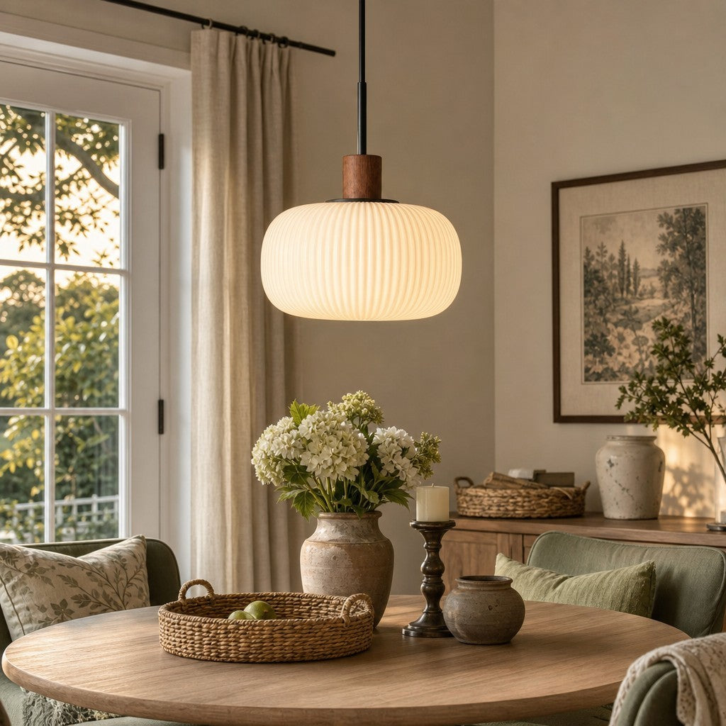 Aetheryn Nordic Ribbed Glass Pendant Lamp