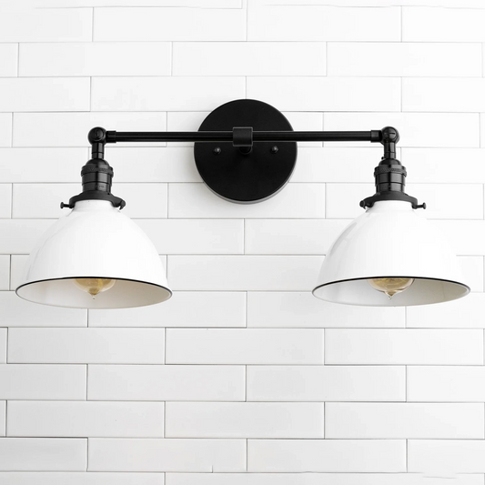 Amelia Farmhouse White Metal Dome Sconce