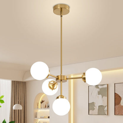 Aelithor 4 Light Opal White Glass Globe Chandelier
