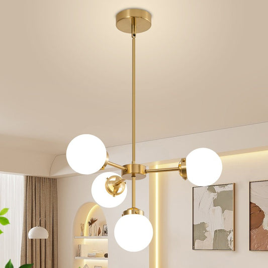 Aelithor 4 Light Opal White Glass Globe Chandelier