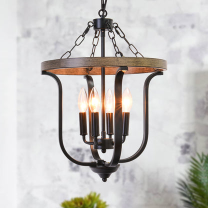 Richardson Industrial Black Wrought Iron Cage Pendant Light