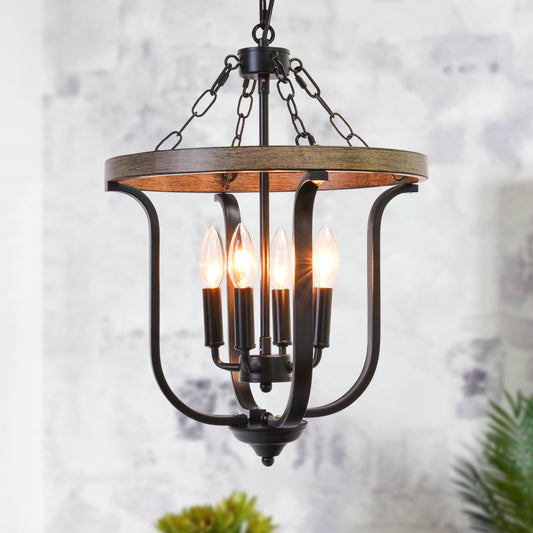 Richardson Industrial Black Wrought Iron Cage Pendant Light