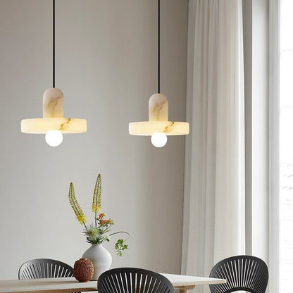 Vyndorix Farmhouse Hat Shaped Alabaster Pendant Light