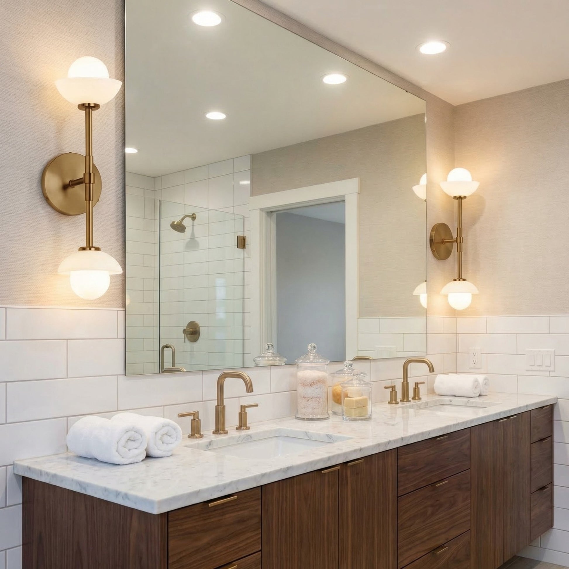 Brianna Farmhouse Alabaster Double Globe Sconce