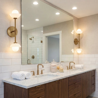 Brianna Farmhouse Alabaster Double Globe Sconce
