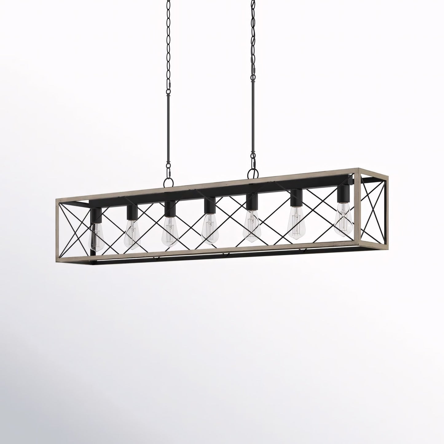 Wrylor Farmhouse 7 Light Steel Rectangle Chandelier