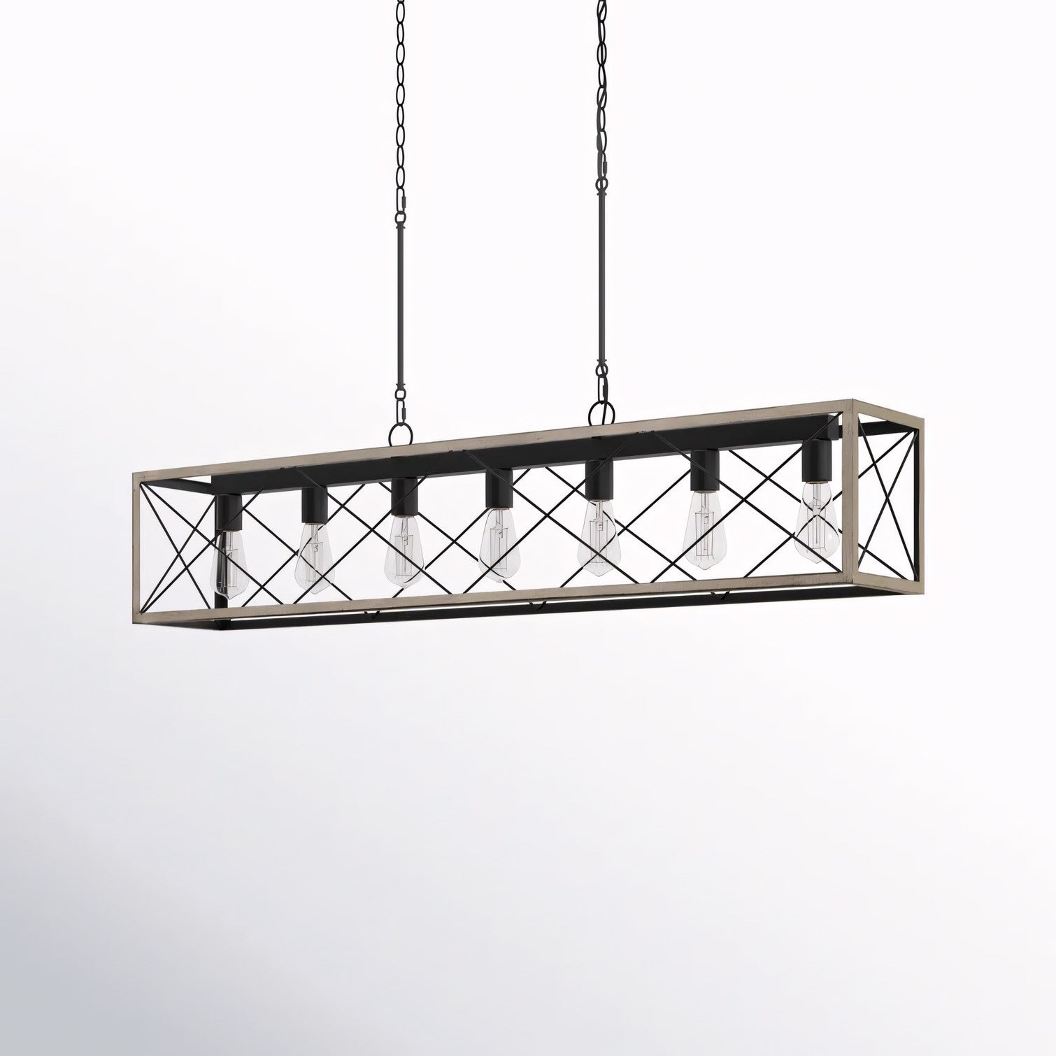 Wrylor Farmhouse 7 Light Steel Rectangle Chandelier