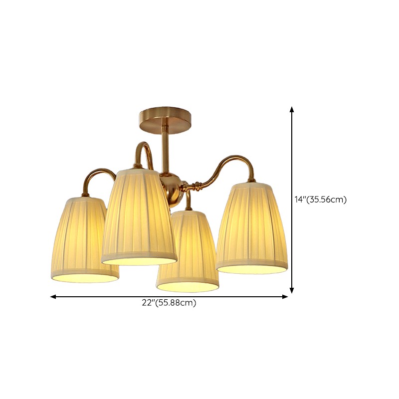 Cadmus Gold Textile Lamp Shade Semi Flush Mount Lighting