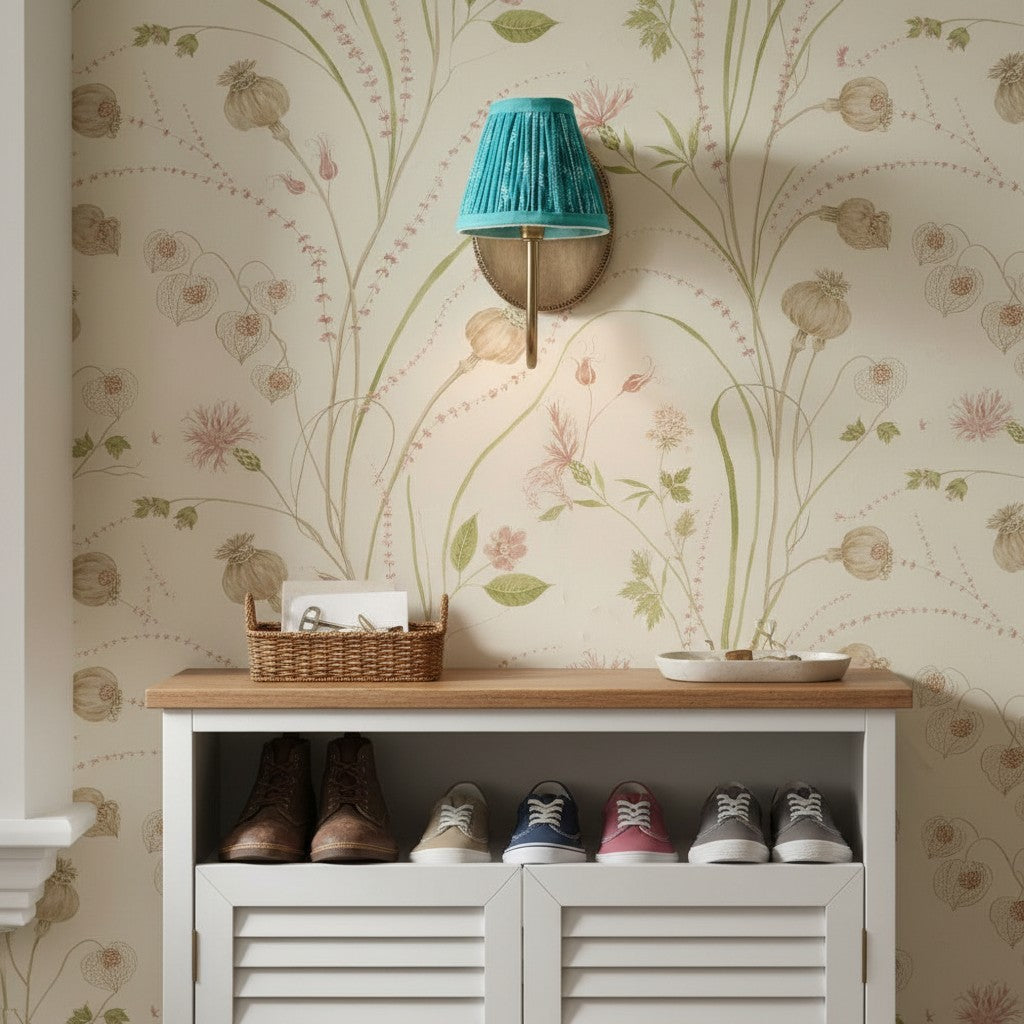 Orphelyx French Brass Fabric Shade Sconce Light
