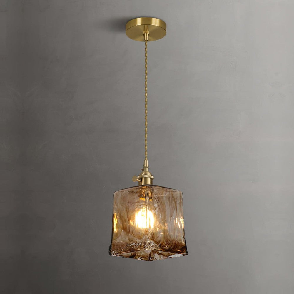 Nyxalis Vintage Brass Glass Pendant Light